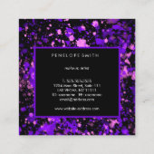 Lila und blauer Paint-Spritzer Quadratische Visitenkarte (Rückseite)