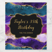 Lila und blauer Pfau Agate Birthday Weinetikett (Einzelnes Label)