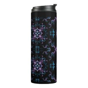 Lila und blauer Platz Mandala Thermosbecher