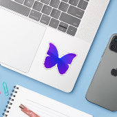 Lila und blauer Schmetterling Aufkleber (Laptop mit iPhone)