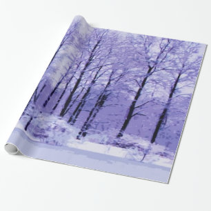 Lila und blauer Winter-Teich Geschenkpapier