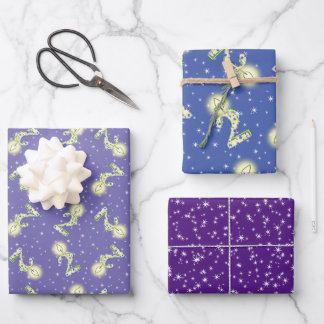 Lila und blaues 2. Geburtstagswrapping-Papier Geschenkpapier Set
