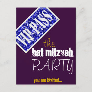 Lila und blaues Bar Mitzvah Bat Mitzvah VIP Party Einladung