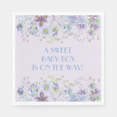 Lila und blaues Blumenspulenspulpapier Napkin Serviette (Vorderseite)