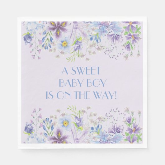 Lila und blaues Blumenspulenspulpapier Napkin Serviette (Vorderseite)