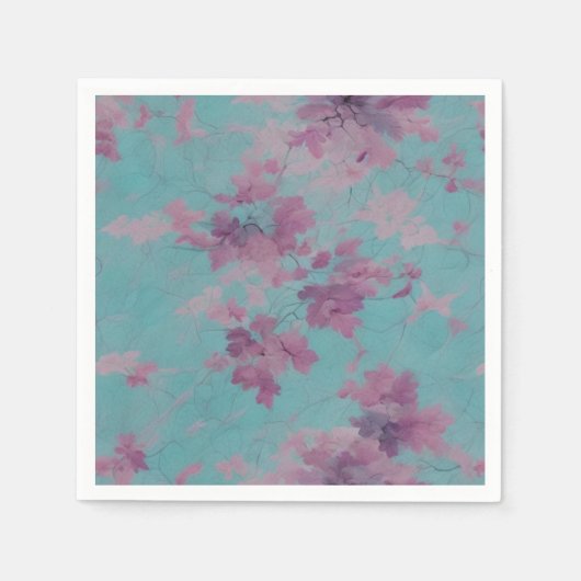 Lila und blaues Chinoiserie Muster Serviette (Vorderseite)