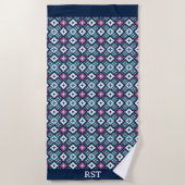 Lila und blaues Design Strandtuch (Vorderseite)