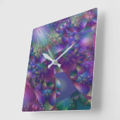 Lila und blaues Fraktal Quadratische Wanduhr (Winkel)