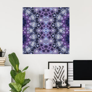 Lila und blaues geometrisches Kaleidoskopmuster Poster