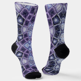 Lila und blaues geometrisches Kaleidoskopmuster Socken