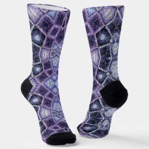Lila und blaues geometrisches Kaleidoskopmuster Socken