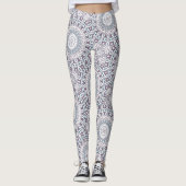 Lila und blaues geometrisches Mandala-Muster Leggings (Vorderseite)