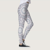 Lila und blaues geometrisches Mandala-Muster Leggings (Rechts)