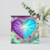 Lila und blaues Herz Einladung (Stehend Vorderseite)