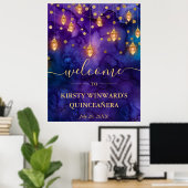 Lila und blaues Laternenglühen Poster (Heimbüro)