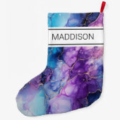 Lila und blaues Marmormuster Großer Weihnachtsstrumpf (Rückseite)