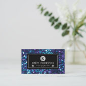 Lila und blaues Mermaid-Sequins-Muster Visitenkarte (Stehend Vorderseite)