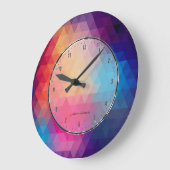 Lila und blaues modernes geometrisches Muster Große Wanduhr (Winkel)