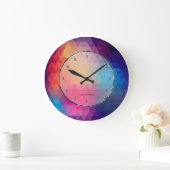 Lila und blaues modernes geometrisches Muster Große Wanduhr (Zuhause)
