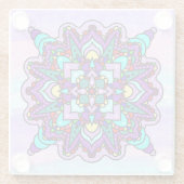 Lila und blaues Mystical Mandala Glasuntersetzer (Rückseite)