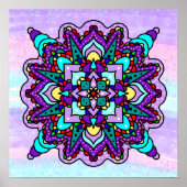 Lila und blaues Mystical Mandala Poster (Vorne)