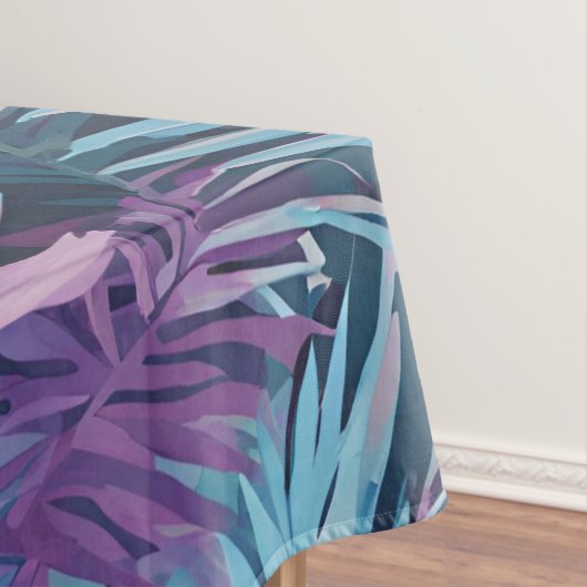 Lila und blaues Palmenblatt tropisches Muster Tischdecke (Beispiel)
