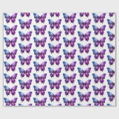 Lila und blaues Schmetterlingsmuster Halloween Geschenkpapier (Flach)