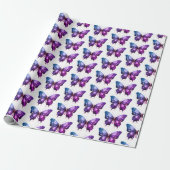 Lila und blaues Schmetterlingsmuster Halloween Geschenkpapier (Ungerollt)