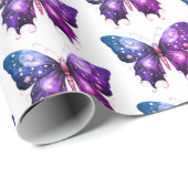 Lila und blaues Schmetterlingsmuster Halloween Geschenkpapier (Rolleneckpunkt)