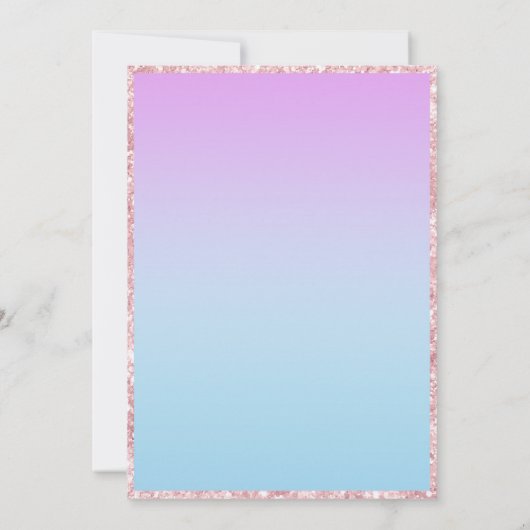 Lila und blaues tropisches Pool-Party Einladung (Rückseite)