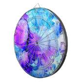 Lila und blaues Wasserfarbenmuster Dartscheibe (Vorderseite rechts)