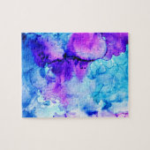 Lila und blaues Wasserfarbenmuster Puzzle (Horizontal)