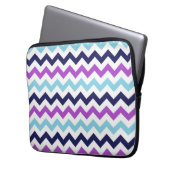 Lila und blaues Zickzack-Sparren-Muster Laptopschutzhülle (Vorderseite Links)