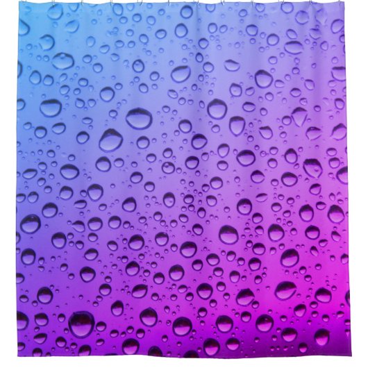 Lila und bläuliche Wassertropfen Duschvorhang (Vorderseite)