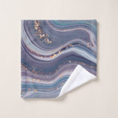 Lila- und Blautöne-Marmor Badhandtuch Set (Waschlappen)