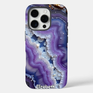 Lila- und Blue Agate Slice iPhone 16 Pro Hülle