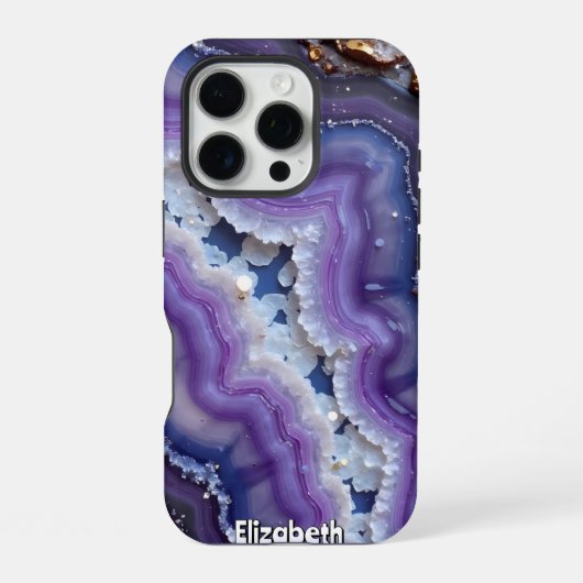 Lila- und Blue Agate Slice iPhone Hülle (Rückseite)