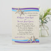 Lila und Blue Beach Wedfish und Ribbon Einladung (Stehend Vorderseite)