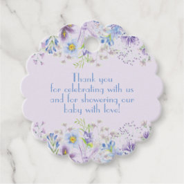 Lila und Blue Floral Baby Boy Dusche Fevor Tags Geschenkanhänger