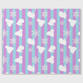 Lila und Blue Holiday Mitten und Weihnachtslieder Geschenkpapier (Flach)