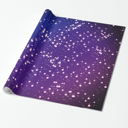 Lila und Blue Night Sky mit Sternendesign Geschenkpapier (Ungerollt)