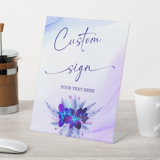 Lila und Blue Orchid-benutzerdefiniertes Zeichen Sockelschild (In SItu)