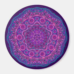 Lila und Blue Paisley Mandala Magnet