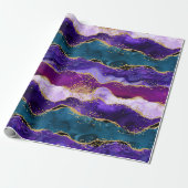 Lila und Blue Peacock Imitats Glitzer Agate Geschenkpapier (Ungerollt)