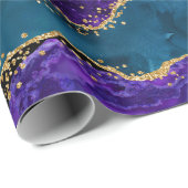 Lila und Blue Peacock Imitats Glitzer Agate Geschenkpapier (Rolleneckpunkt)