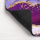 Lila und Blue Peacock Imitats Glitzer Agate Mousepad (Ecke)