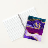 Lila und Blue Peacock Imitats Glitzer Agate Notizblock (Innenseite)