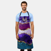 Lila und Blue Peacock Imitats Glitzer Agate Schürze (Getragen)