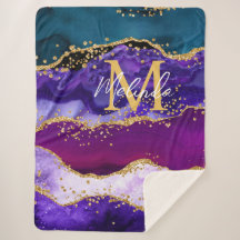 Lila und Blue Peacock Imitats Glitzer Agate