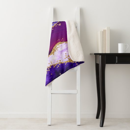 Lila und Blue Peacock Imitats Glitzer Agate Sherpadecke (Beispiel)